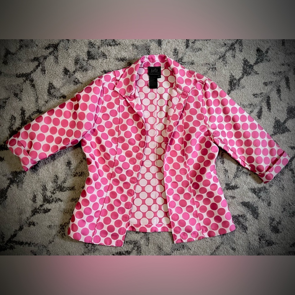 UBU Pink and White Polka Dot Blazer